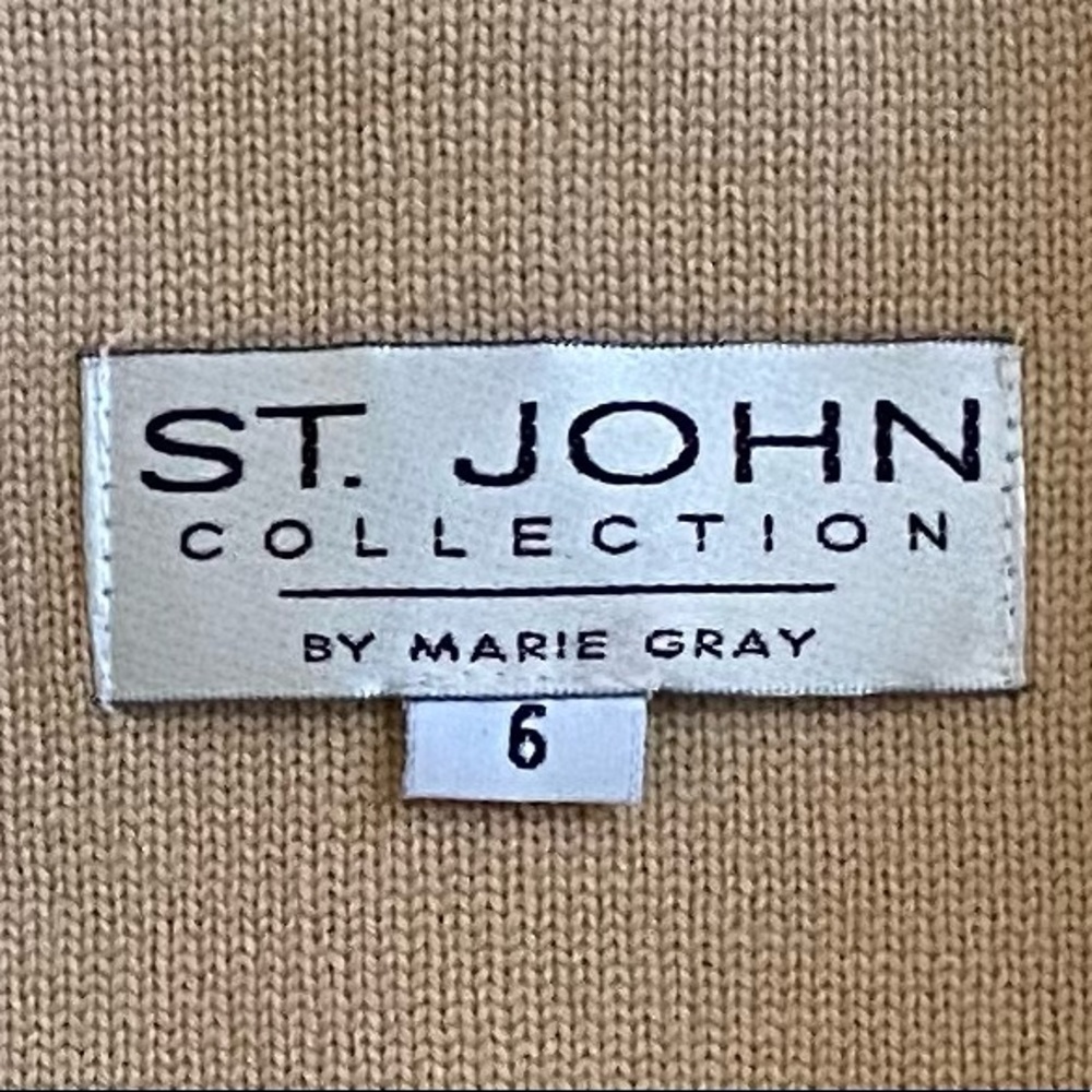 St. John Tan Boucle Knit Long Jacket and Skirt - Picture 9 of 10